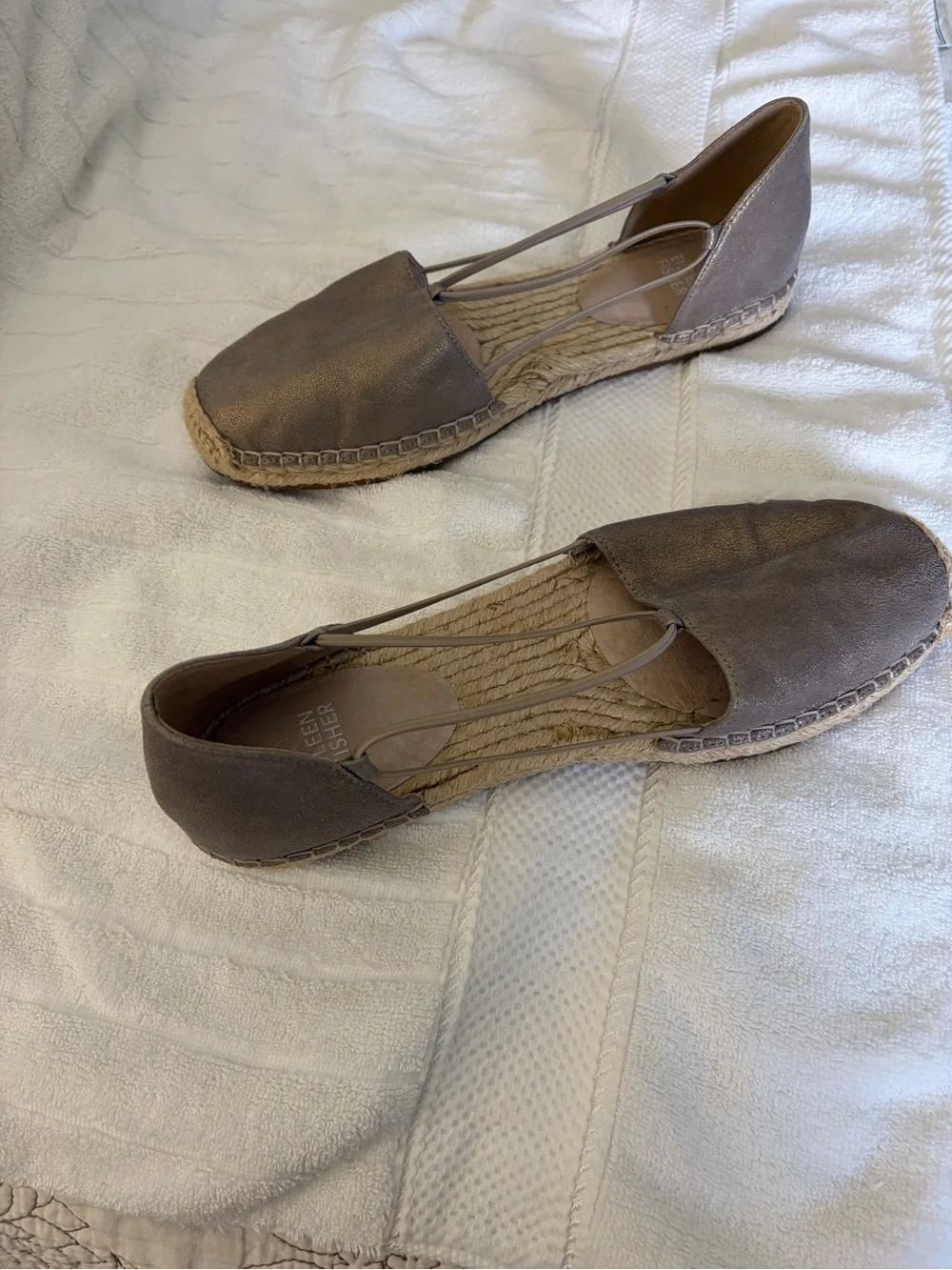 Eileen Fisher Bronze Leather Espadrille Flats